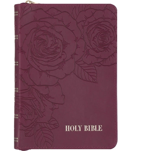 Bible -KJV Merlot Faux Leather Compact Bible with Zip