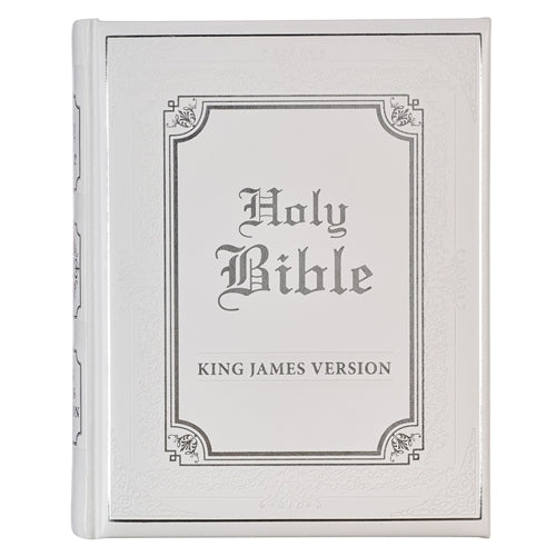 Bible - KJV White Faux Leather Family Bible Double Column Format