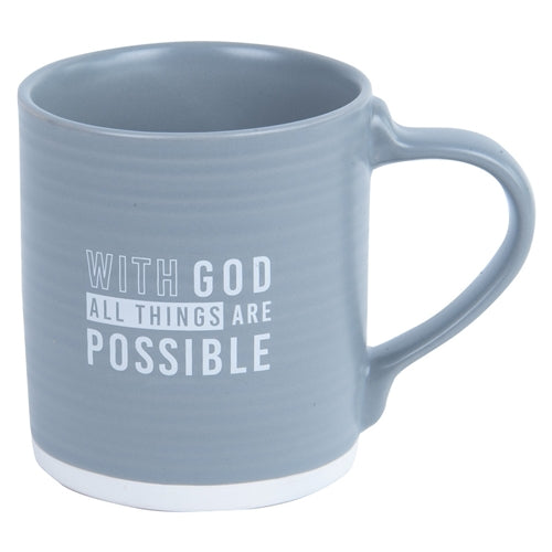 Ceramic Mug - With God All Things Are Possible Grey Matthew 19vs26