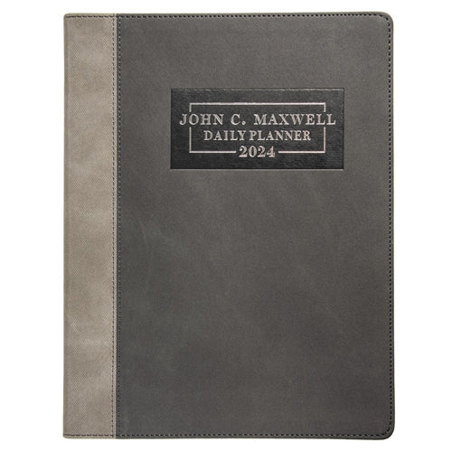 2024 John Maxwell Business Diary - Daily Planner Grey - Imitation Leather