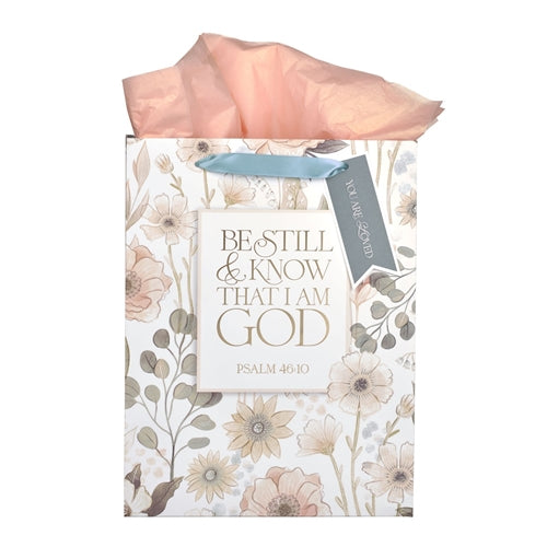 Gift Bag -Be Still & Know That I Am God Large Portrait Gift Bag with Gift Tag