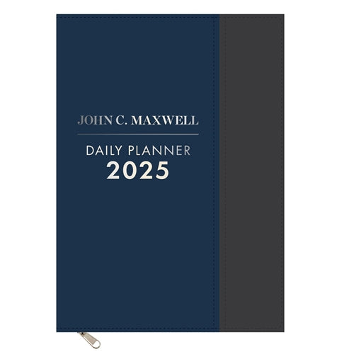 2025 John Maxwell Diary - Daily Planner Navy and Grey - Imitation Leather with Zip