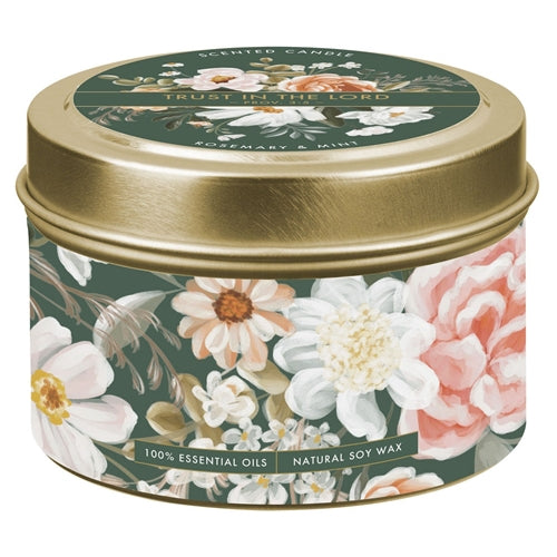 Scented Candle in Tin - Trust in the Lord Rosemary and Mint