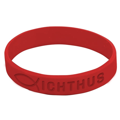 Silicone Wristband - Ichthus Red