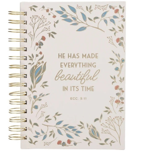 Wirebound Journal -He Has Made Everything Beautiful in Its Time Ivory Floral Large Hardcover