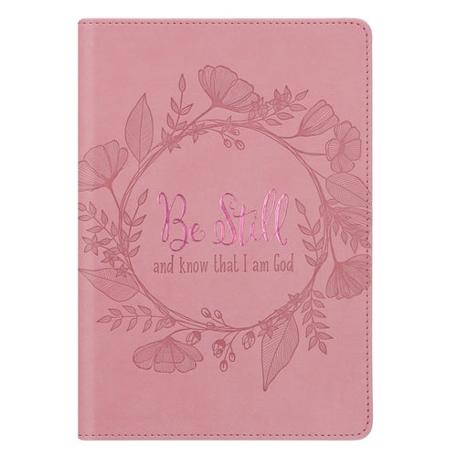 Faux Leather Journal -  Be Still and Know That I Am God Pink