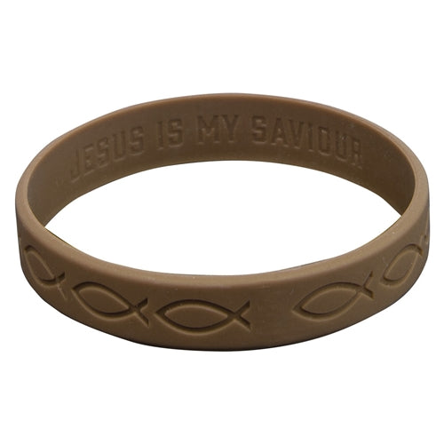 Silicone Wristband - Ichthus Brown