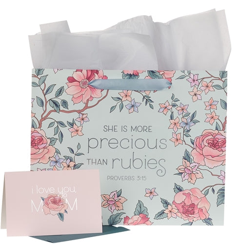 Landscape Gift Bag With Card - More Precious Than Rubies Large Proverbs 3vs15