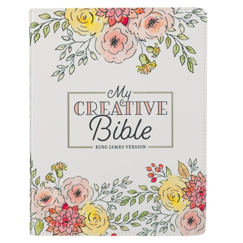 My Creative Bible -KJV White Floral Faux Leather Flexcover