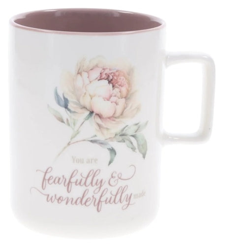 Ceramic Mug - You Are Fearfully and Wonderfully Made with Pink Interior