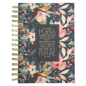 Hardcover Wirebound Journal -For I Know The Plans Black Large