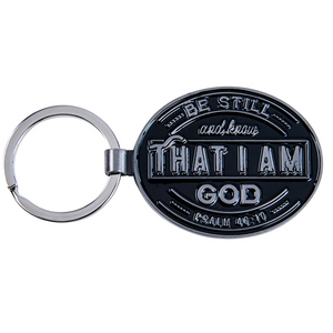 Metal Key Ring Be Still And Know Black  Psalms 46 vs 10