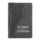Faux Leather Journal with Zipped Closure - Be Strong and Courageous