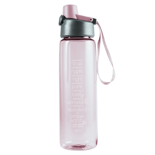 Plastic Water Bottle -Whatever Is True Pink - Philippians 4vs8