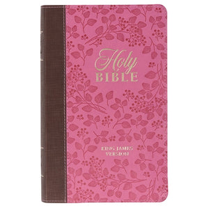 Bible - KJV Saddle Tan And Pink Faux Leather Giant Print Bible