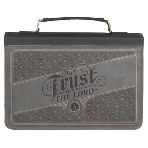 Faux Leather Bible Bag - Trust in the Lord Grey and Black (Medium)