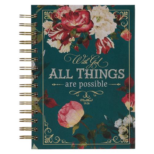 Journal - With God All Things Matthew 19 vs 26 Wire bound Hardcover