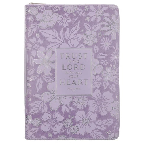 Faux Leather Journal With Zipped Closure - Trust in the Lord with All Your Heart