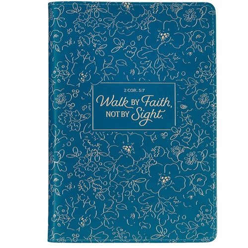 Faux Leather Journal With Zipped Closure Walk By Faith, Not By Sight 1 Corinthians 5vs7