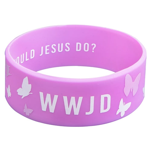 Wide Silicone Wristband - WWJD Purple