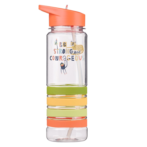 Plastic Water Bottle With Silicon Wrist Straps -Be Strong And Courageous