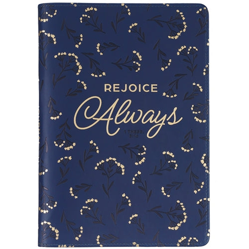 Faux Leather Journal With Zipped Closure Rejoice Always  - 1 Thessalonians 5vs16