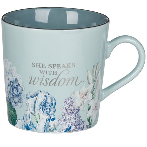 Ceramic Mug -Wisdom Floral Two-Tone Blue