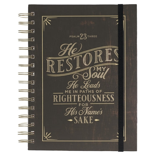 Wirebound Journal -He Restores My Soul Chunky Hardcover  Psalm 23VS3