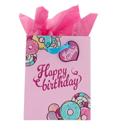 Gift Bag with Gift Tag -Rejoice in the Lord Always Happy Birthday Medium