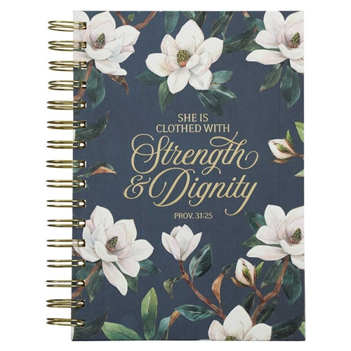 Hardcover Wirebound Journal - She Is Clothed with Strength and Dignity Magnolia (Large)