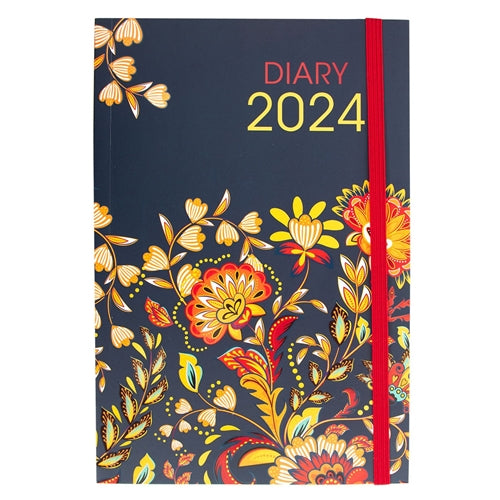 2024 A5 Daily Planner - Vintage Floral - Paperback