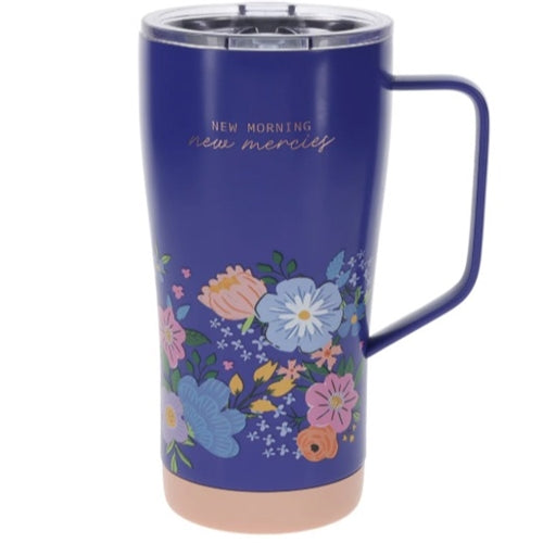 Travel Mug with Handle -New Morning, New Mercies Stainless Steel