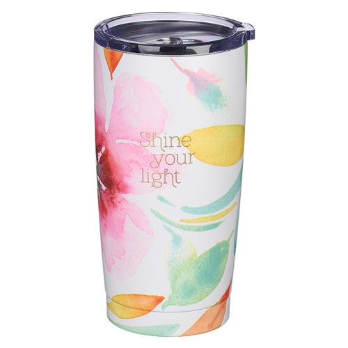 Stainless Steel Travel Mug - Shine Your Light Pink Daisies