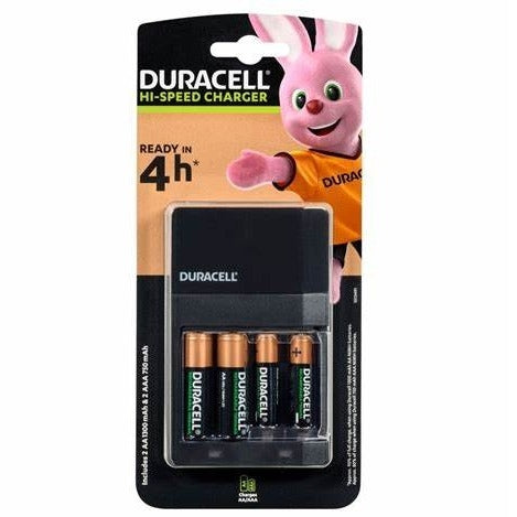 Duracell CEF14 4hr Charger + 2xAA + 2xAAA Batteries