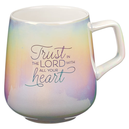 Ceramic Mug - Trust In The Lord With All Your Heart Pearl Ombre Proverbs 3vs5