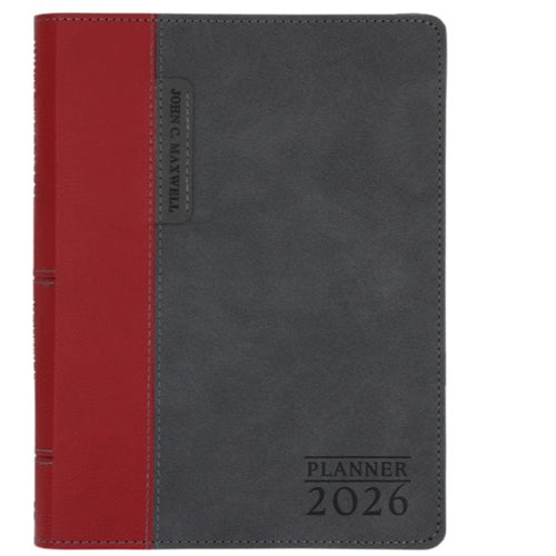 Daily Planner - John Maxwell A5 Red and Grey Imitation Leather with Zip 2026