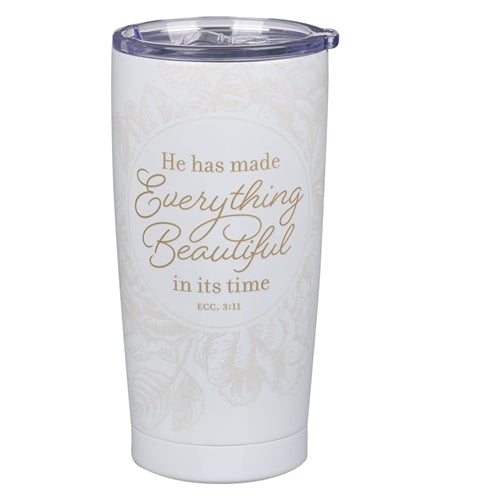 Stainless Steel Travel Mug -He Has Made Everything Beautiful In Its Time White