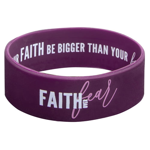 Wide Silicone Wristband - Faith Over Fear Purple