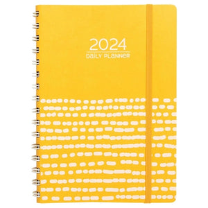 2024 A5 Diary - Daily Planner - Sun Dots - Imitation Leather Wire-bound