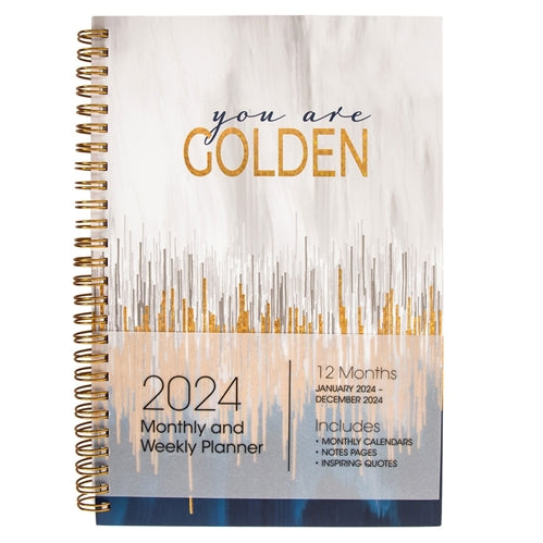 2024 Daily Planner - Inspirational - You Are Golden - Wire-bound