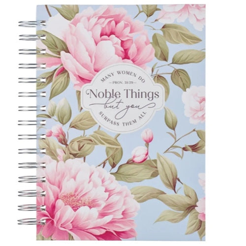 Wirebound Journal -Many Women Do Noble Things but You Surpass Them All Pink Peony Large Hardcover