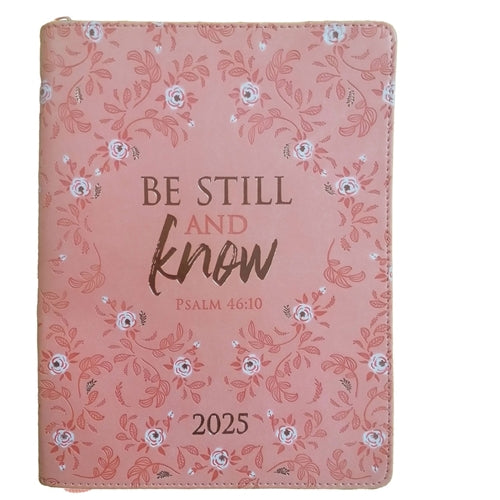 2025 Diary - 18-Month Planner for Women - Be Still and Know - Faux Leather with Zip