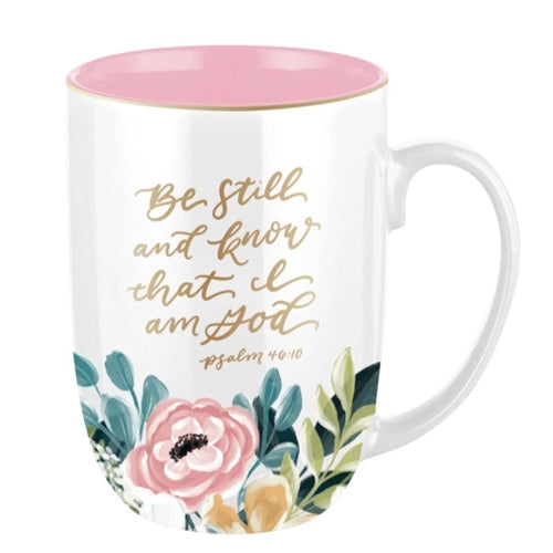 Ceramic Mug -Be Still and Know That I Am God with Pink Interior