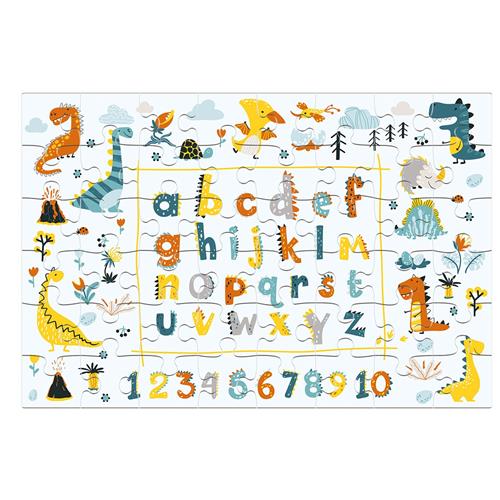Cardboard Puzzle 48 Jumbo Pieces -Dino ABC 123