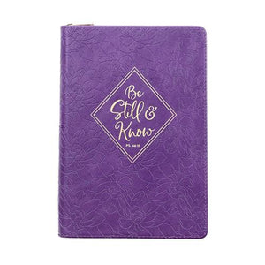 Faux Leather Journal -Be Still & Know Purple