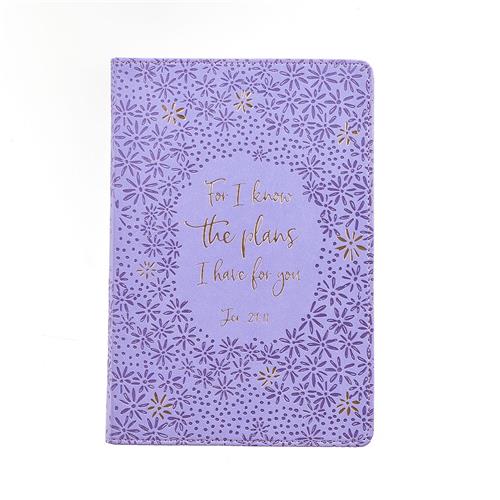 Faux Leather Journal -For I Know The Plans Purple