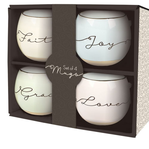 Mug Boxed Set - Faith, Grace, Joy, Love (Set Of 4)