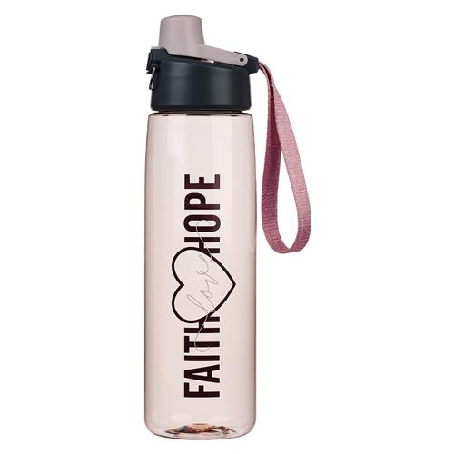 Plastic Water Bottle - Faith, Love, Hope