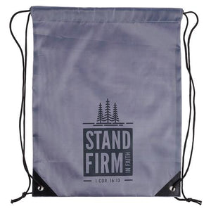 Waterproof Polyester Drawstring Bag -Stand Firm In Faith