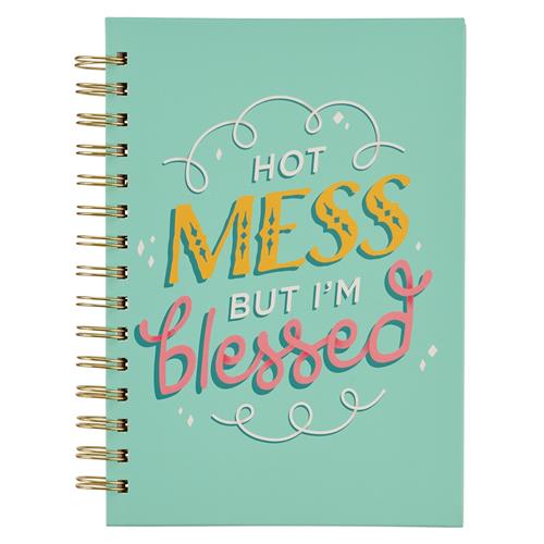 Large Hardcover Wirebound Journal -Hot Mess But I'm Blessed